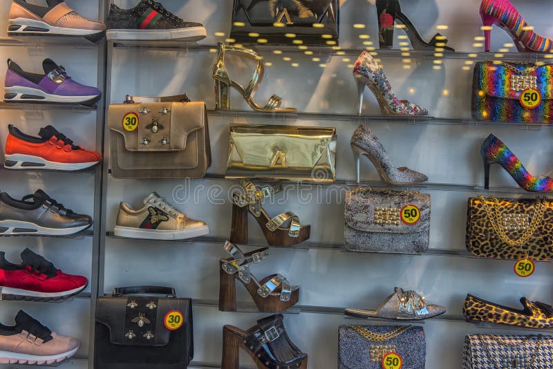 Turkey, Istanbul, 14,03,2018 Shoes And Handbags Of The Same Color In The  Shop Window Stock Photo, Picture and Royalty Free Image. Image 138050840.
