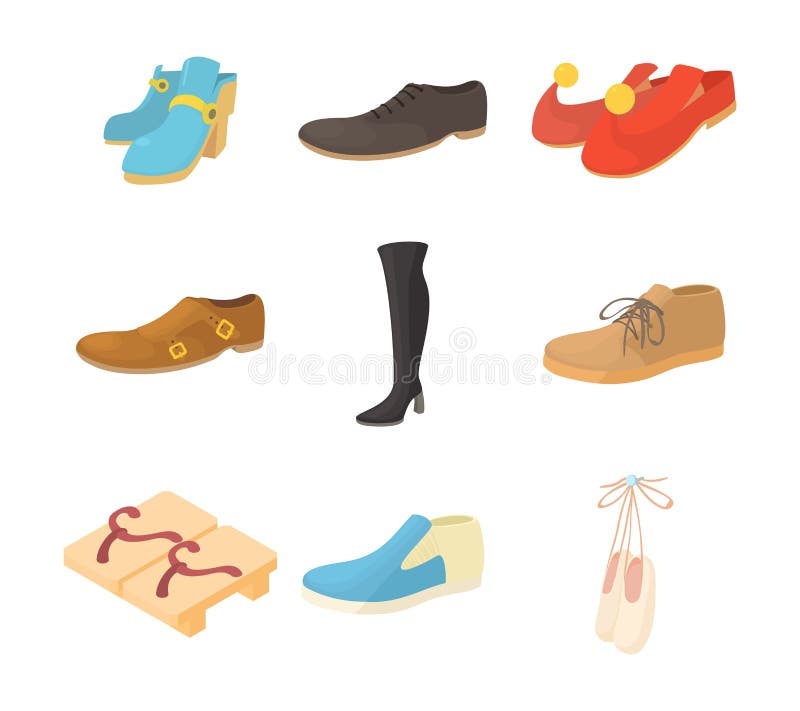 Shoes Icon Set, Cartoon Style Stock Vector - Illustration of dolly ...