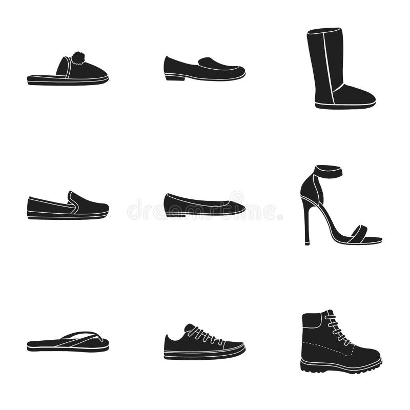 Shoes Set Icons in Black Style. Big Collection of Shoes Vector Symbol ...