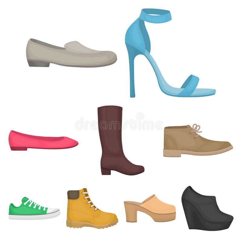 Shoes Set Icons in Cartoon Style. Big Collection of Shoes Vector Symbol ...