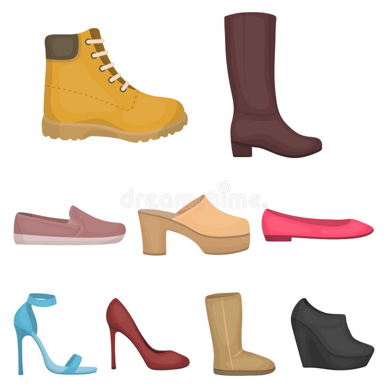 Shoes Set Icons in Cartoon Style. Big Collection of Shoes Vector Symbol ...