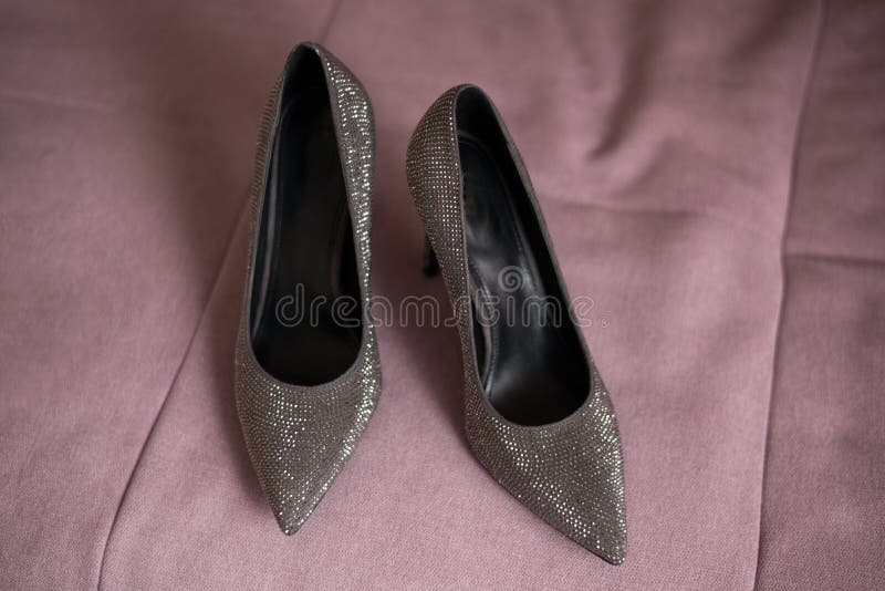 dark gray sparkly heels