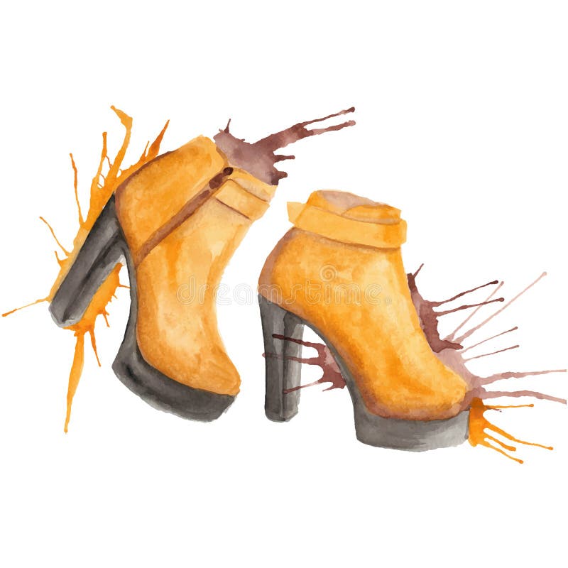 Shoes Watercolor Illustration Stock Vector Illustration of high