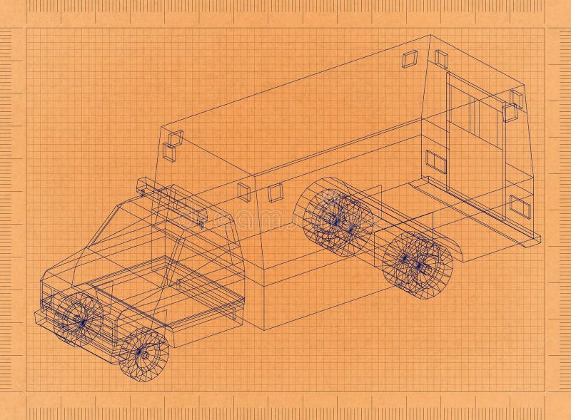 Ambulance Car Retro Blueprint Stock Illustration Illustration of