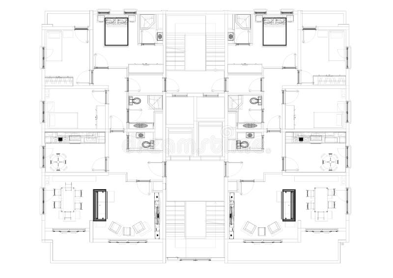Apartment Plan Architect Blueprint Stock Illustration - Illustration of ...