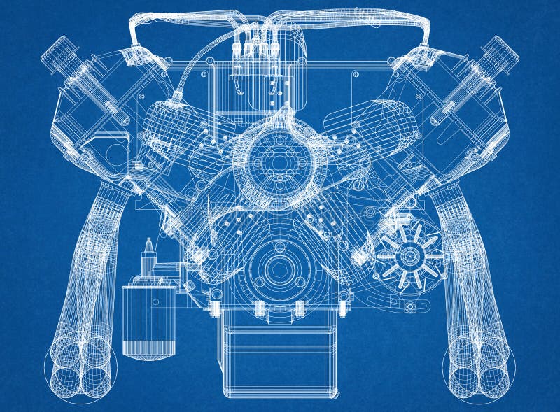 Engine Block Sketch Vector Rendering Of 3d Drawn Draw Auto Vector