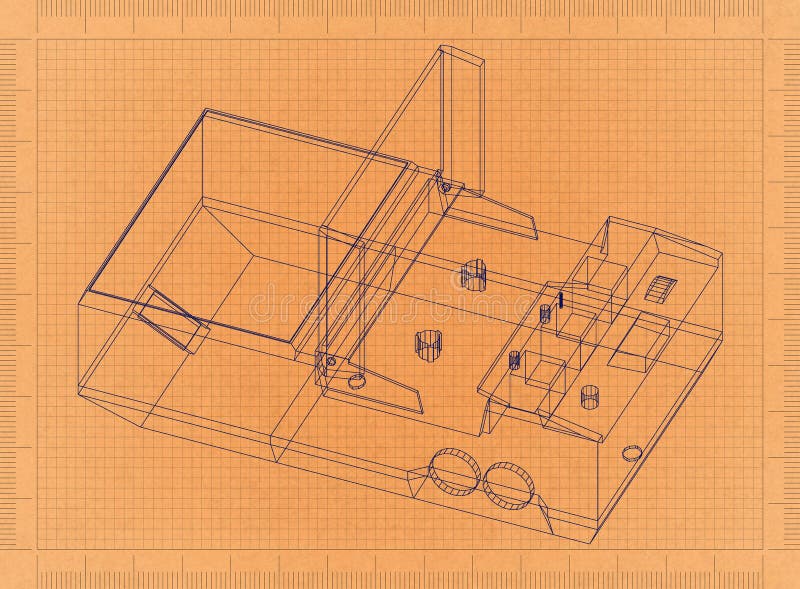 Cassette player - Retro Blueprint vector illustration Cassette player - Retro Blueprint vector illustration