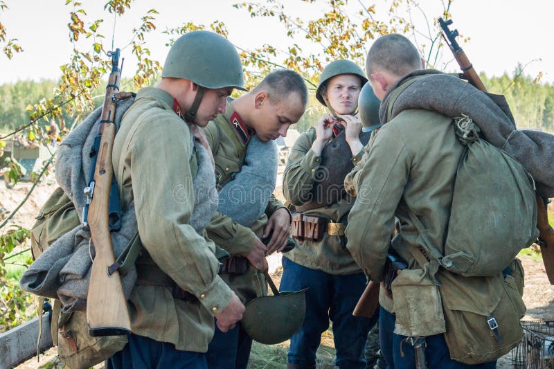 Shooting the film `Ilyinsky frontier` in the Kaluga region of Russia. In Medynsky district of Kaluga region military-historical film `Ilyinsky frontier` Studio stock image Shooting the film `Ilyinsky frontier` in the Kaluga region of Russia. In Medynsky district of Kaluga region military-historical film `Ilyinsky frontier` Studio stock image