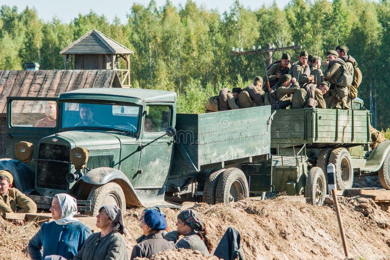 Shooting the film `Ilyinsky frontier` in the Kaluga region of Russia. In Medynsky district of Kaluga region military-historical film `Ilyinsky frontier` Studio royalty free stock image Shooting the film `Ilyinsky frontier` in the Kaluga region of Russia. In Medynsky district of Kaluga region military-historical film `Ilyinsky frontier` Studio royalty free stock image