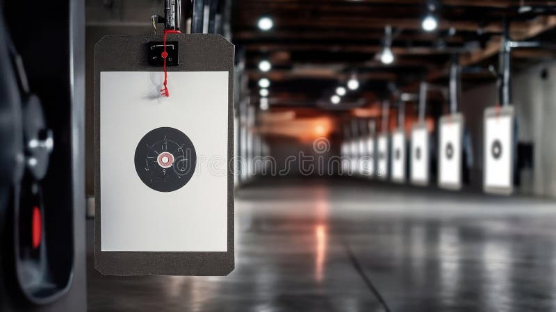 Shooting range with multiple targets aligned for practice sessions royalty free stock photo