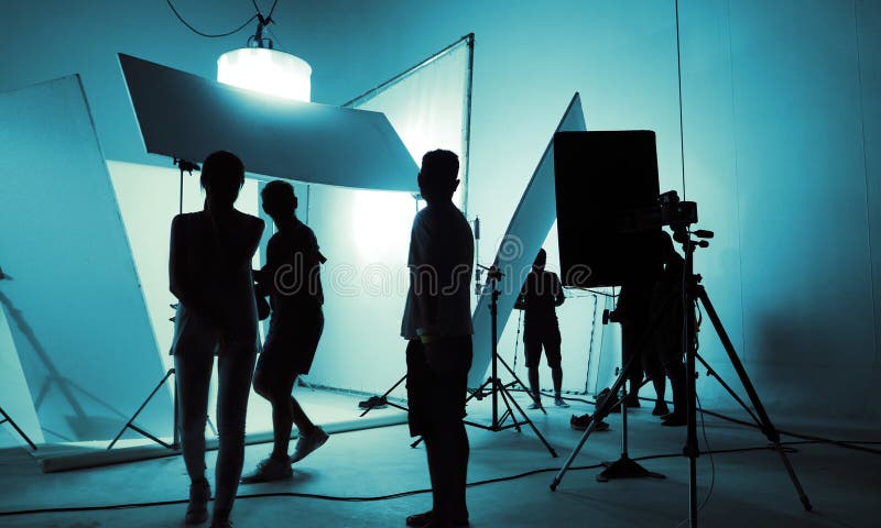 Shooting studio for photographer and creative art director with production crew team