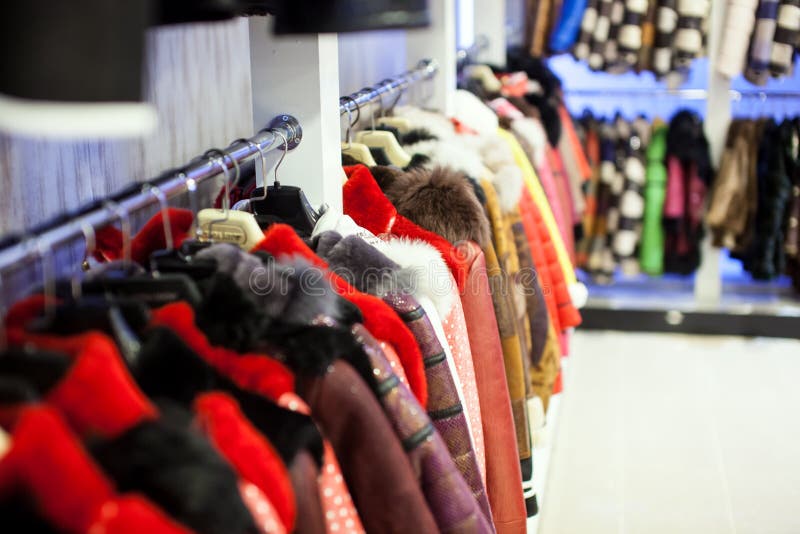 Leather Coats in a Retail Store Shop Stock Image Image of coats