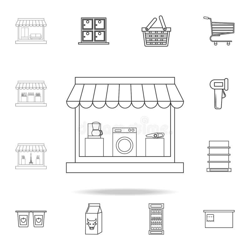 shop for home appliances icon. Detailed set of shops and hypermarket icons. Premium quality graphic design. One of the collection vector illustration shop for home appliances icon. Detailed set of shops and hypermarket icons. Premium quality graphic design. One of the collection vector illustration