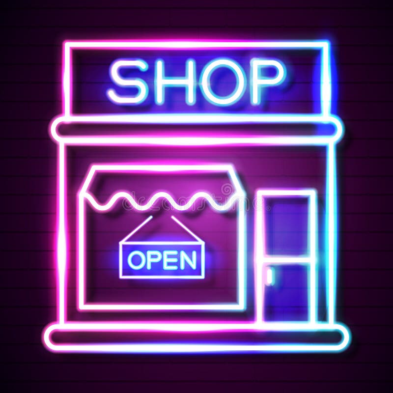 Shop Now Neon Sign. Ready for Your Design, Greeting Card, Banner Stock ...