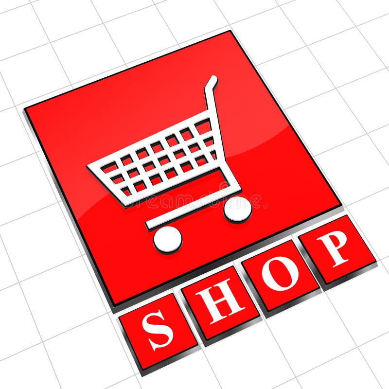 Shopping Cart Sign with Word Shop Banner Stock Illustration