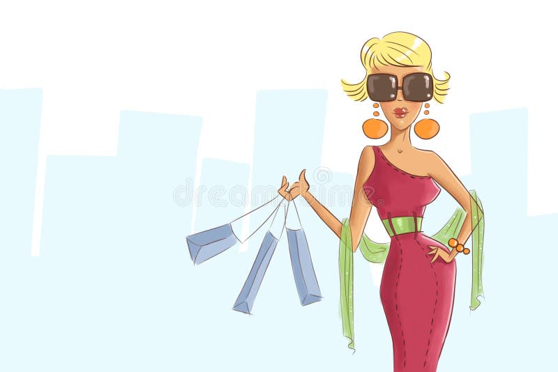 Shopaholic ilustração royalty free Shopaholic ilustração royalty free