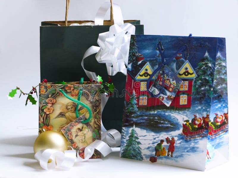 Christmas bags with gifts. Christmas bags with gifts
