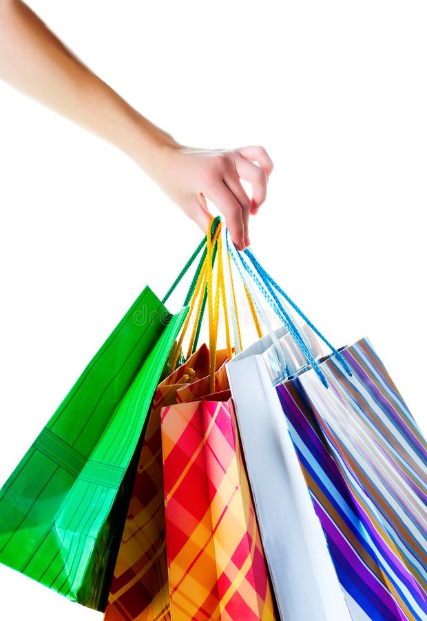 Arm with shopping bags stock image. Image of marketing - 31430611