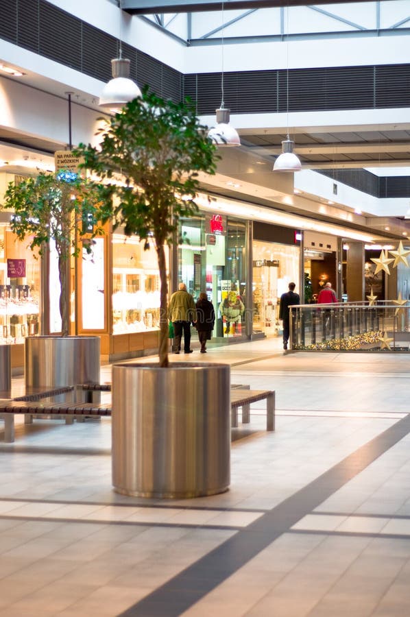 Shoppers at shopping center