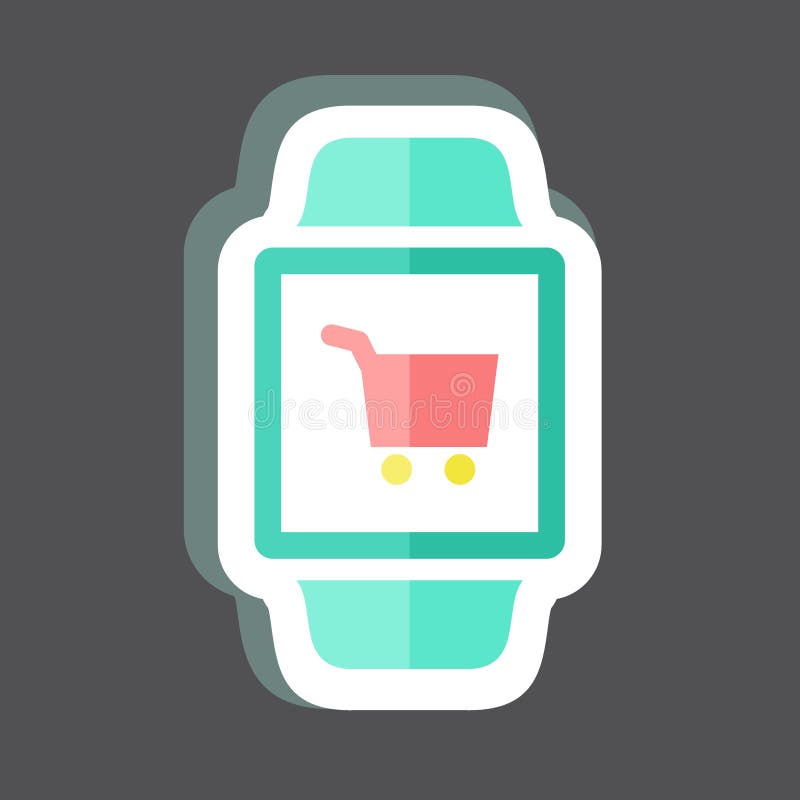 Shopping App Sticker in Trendy Isolated on Black Background Stock Illustration Illustration of