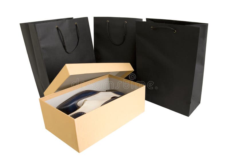 Shopping Bag and Box. Isolated on White Stock Photo Image of selling