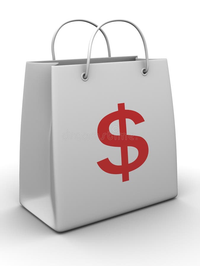Shopping bag with dollar stock illustration. Illustration of sale 6377106