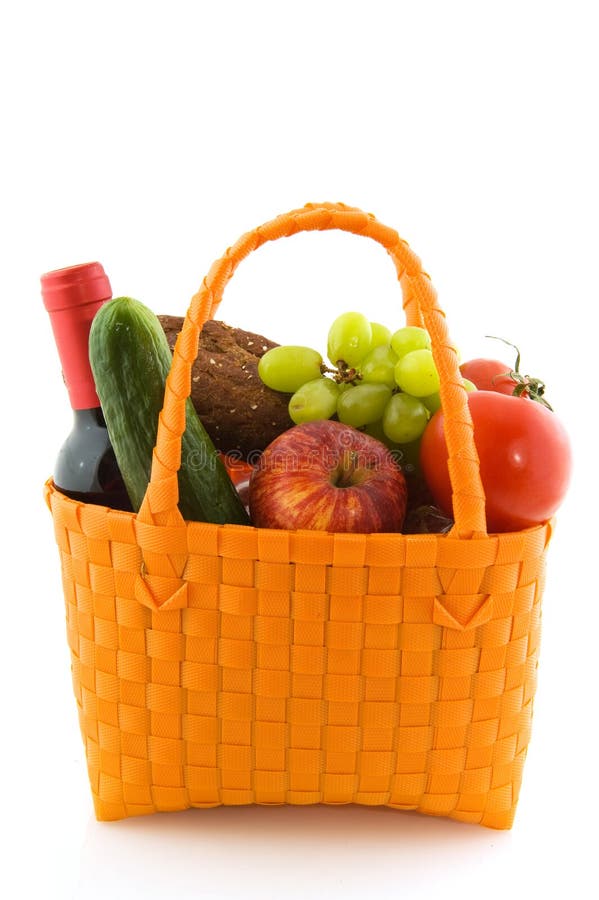 Shopping Bag with daily Food Stock Photo Image of background
