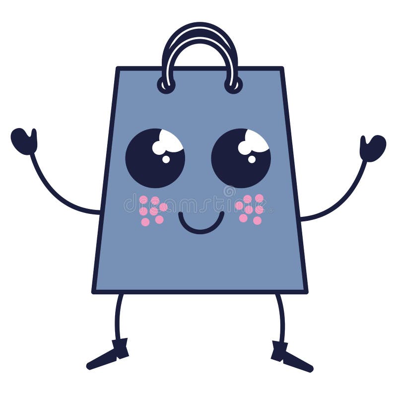 Shopping Bag Kawaii Character Stock Vector Illustration of kawaii