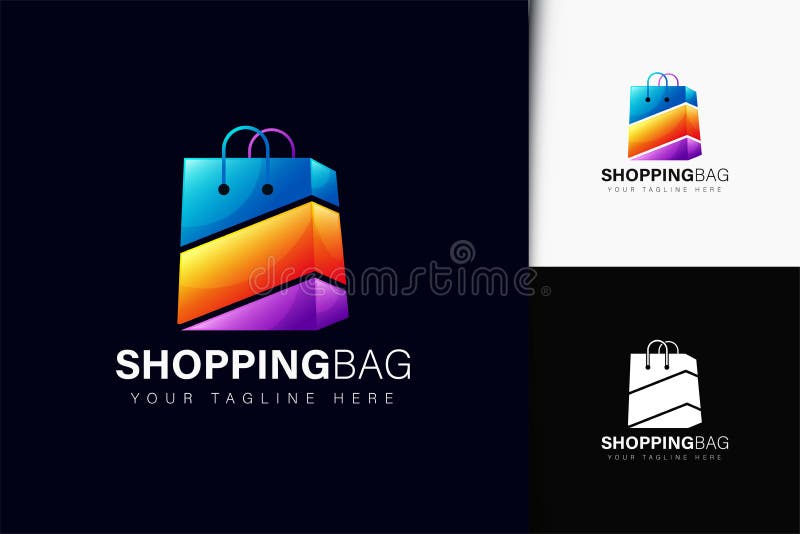 Shopping Bag Logo Design with Gradient Stock Vector Illustration of business, online 255642825