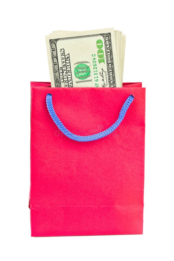 Shopping bag with money stock photo. Image of paper, parcel 15330816