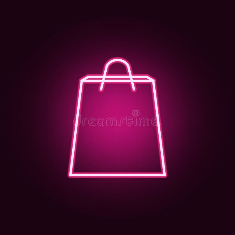 Shopping Bag Neon Icon. Elements of Web Set Stock Illustration