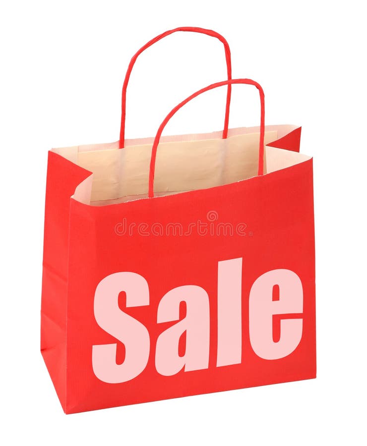 Shopping bag with red sale sign