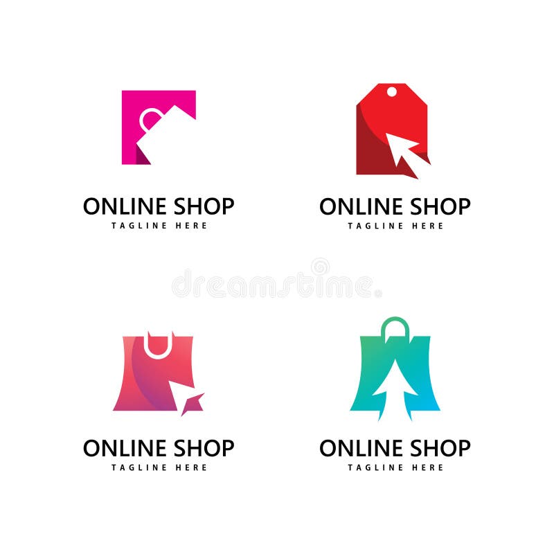 Shopping Bag Store Logo. Online Shopping Logo Design Stock Vector