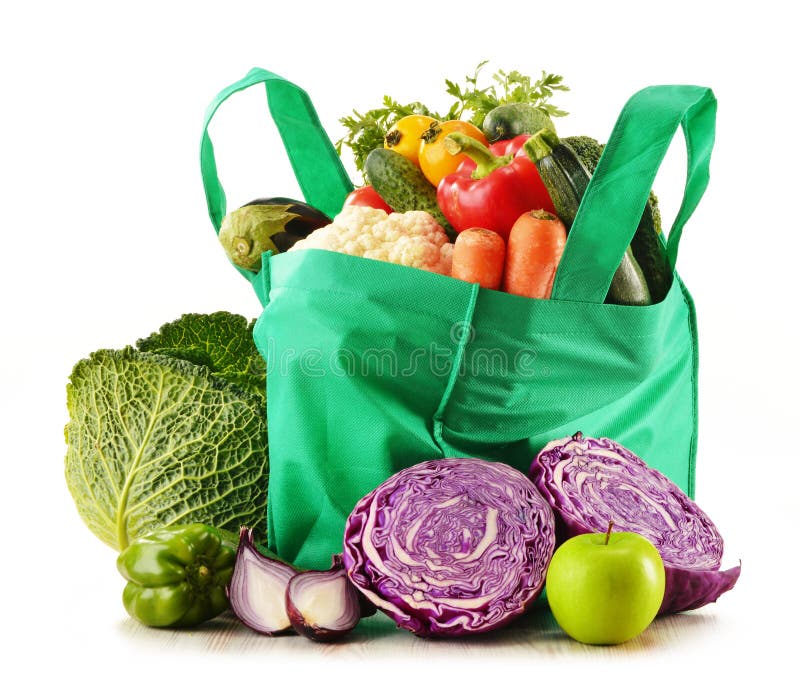 Organic Fruit And Vegetables In Shopping Bag Stock Photo Image of