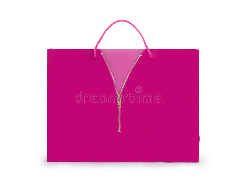 Shopping Bag with a Zipper on a White Stock Photo Image of shopaholic