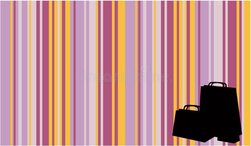 Shopping bags silhouette over stripped background