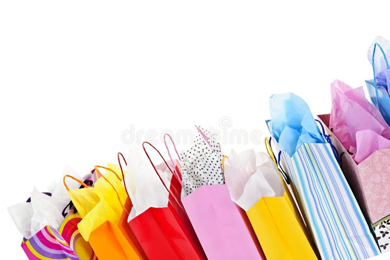Row of shopping bags stock photo. Image of presents, merchandise 17787008