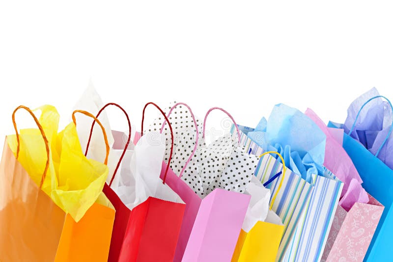 Row of shopping bags stock photo. Image of presents, merchandise 17787008