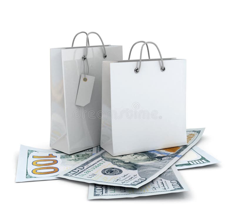 Shopping Bags with Dollar Money Stock Illustration Illustration of