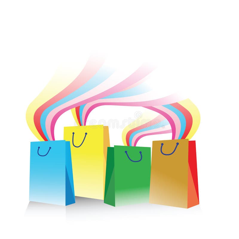 Shopping bags with rainbow stock vector. Illustration of store 20183499