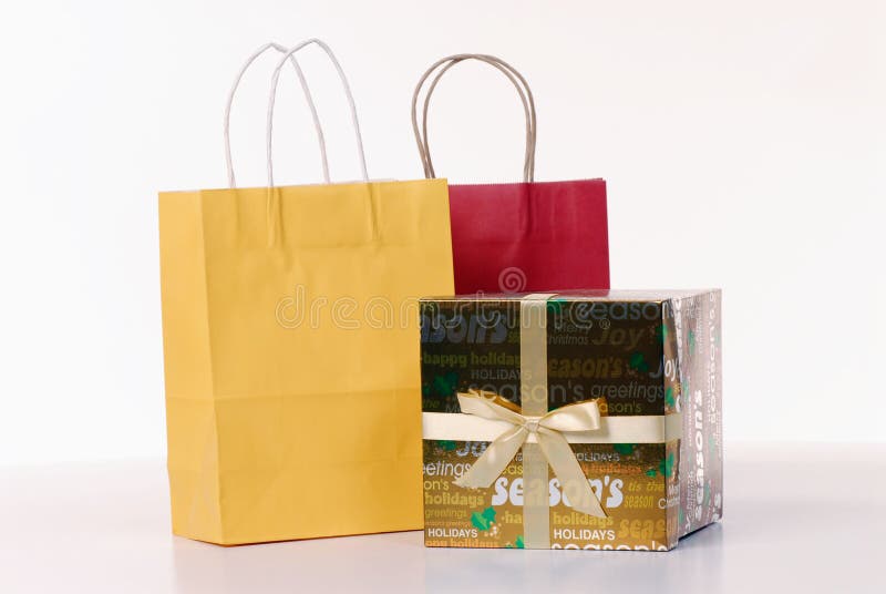 Shopping bags and ribbon gift box