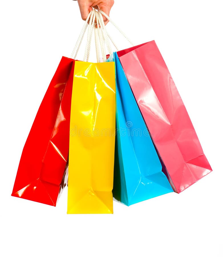 Woman Hand Holding Several Shopping Bags Stock Photo - Image of ...