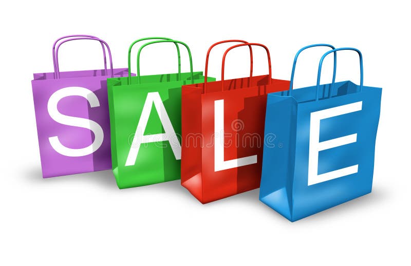 Shopping Bags with the Word Sale Stock Illustration - Illustration of ...