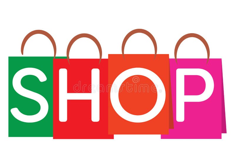 Shopping Bags with the Word `shop` Stock Illustration - Illustration of ...