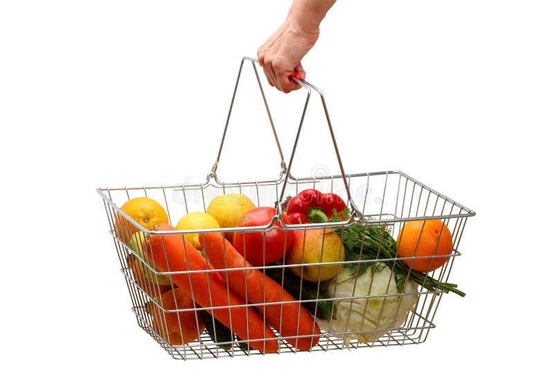 Shopping Basket With Fruits And Vegetables Stock Image Image Of