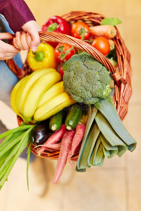 Shopping basket full of vegetables