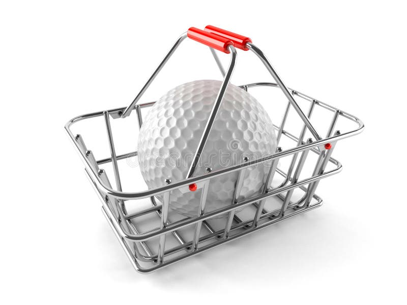 Red Basket with Golf Balls Icon, Comics Style Stock Illustration Illustration of isolated