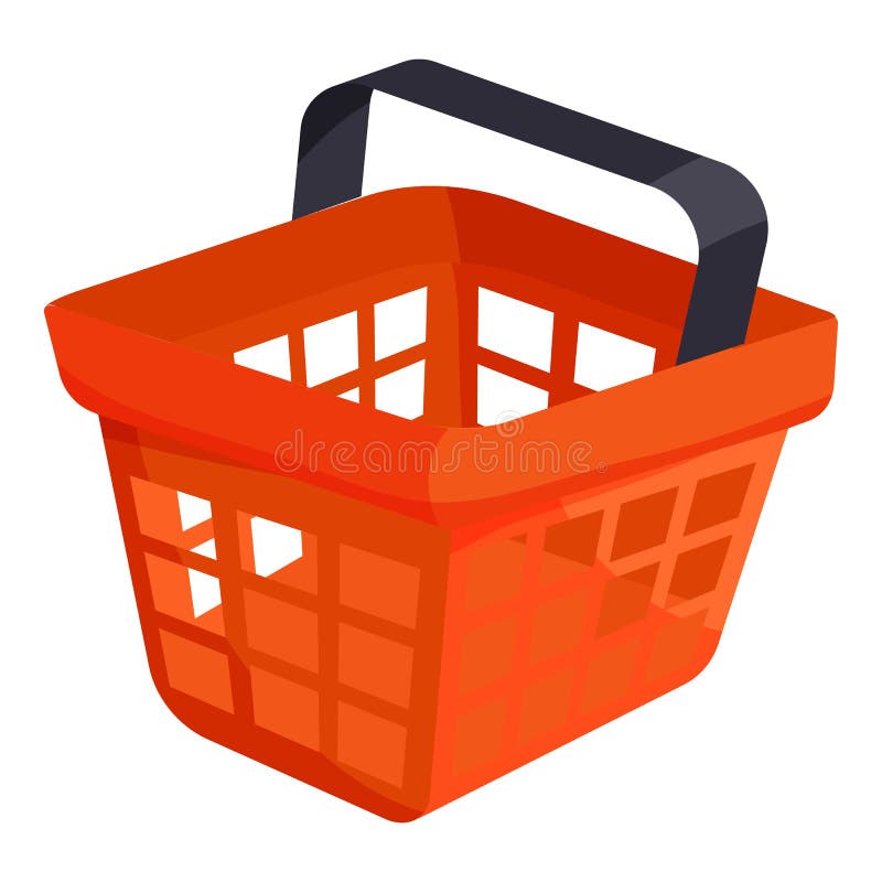 Shopping Basket Icon, Cartoon Style Stock Vector Illustration of