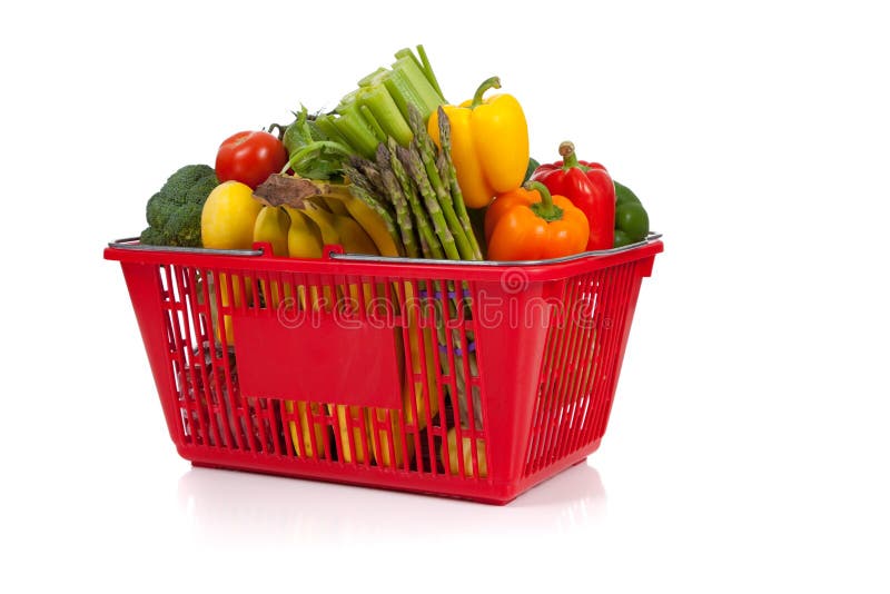 Shopping Basket oveflowing with fresh Vegetables