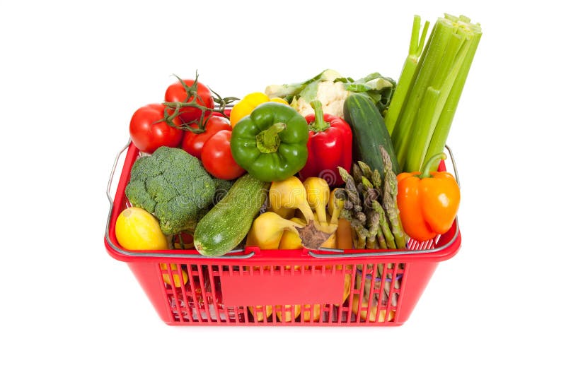 Shopping Basket oveflowing with fresh Vegetables